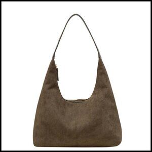 Slouchy Suede Hobo Tote Shoulder Bag Minimal Chic Work Travel Purse